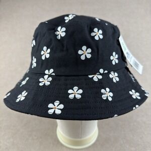 CultureFly Black Daisy Flower Bucket Hat Unisex Floral Print Streetwear OSFA‎